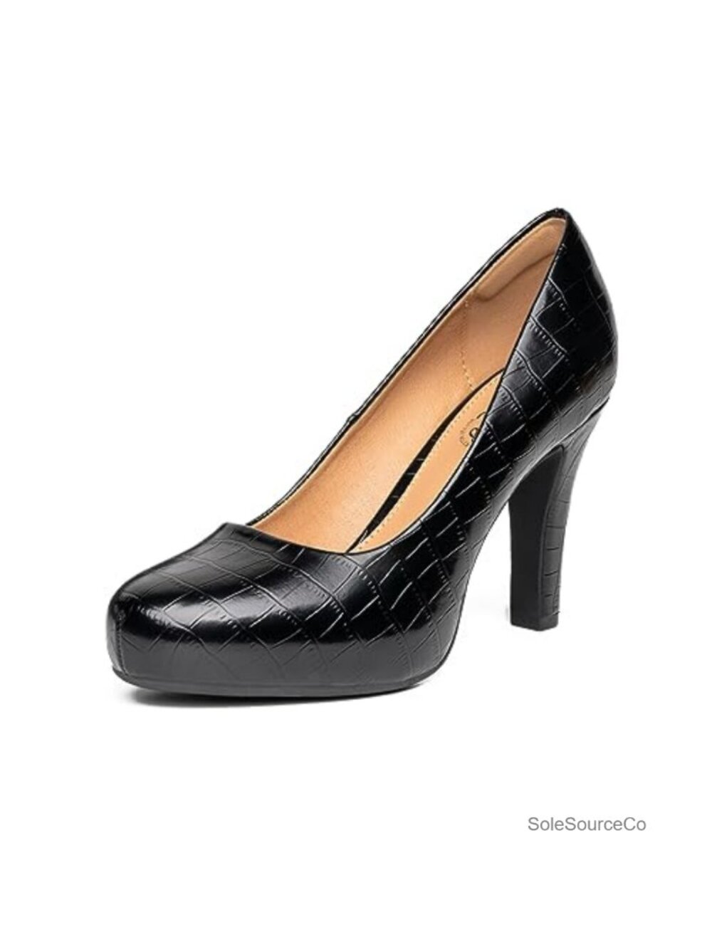 Women's PU Suede Lining 3.2in Heel Pumps Closed Round Toe Non-Slip Slip-On,